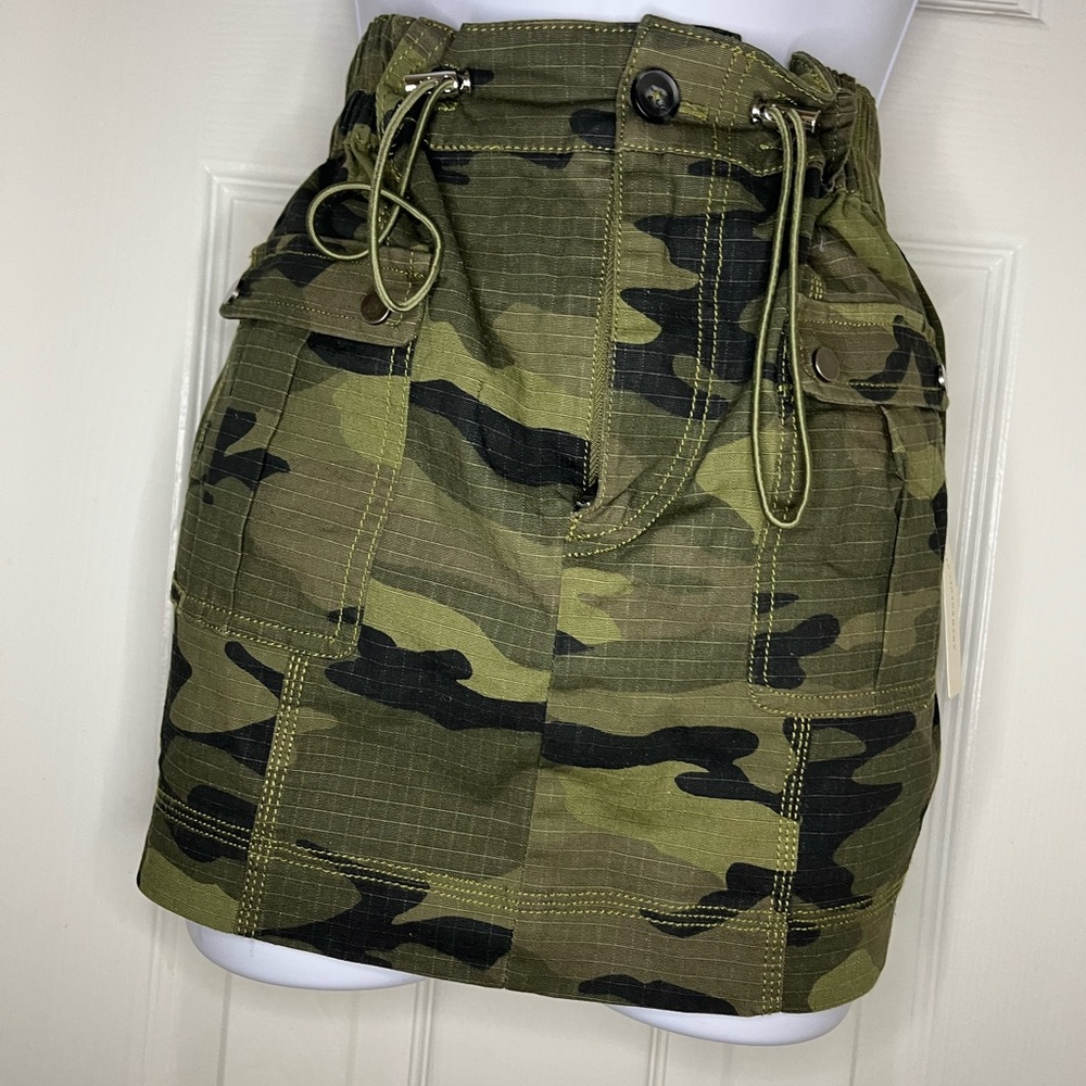 Anthropologie Olive Camouflage Mini Skirt